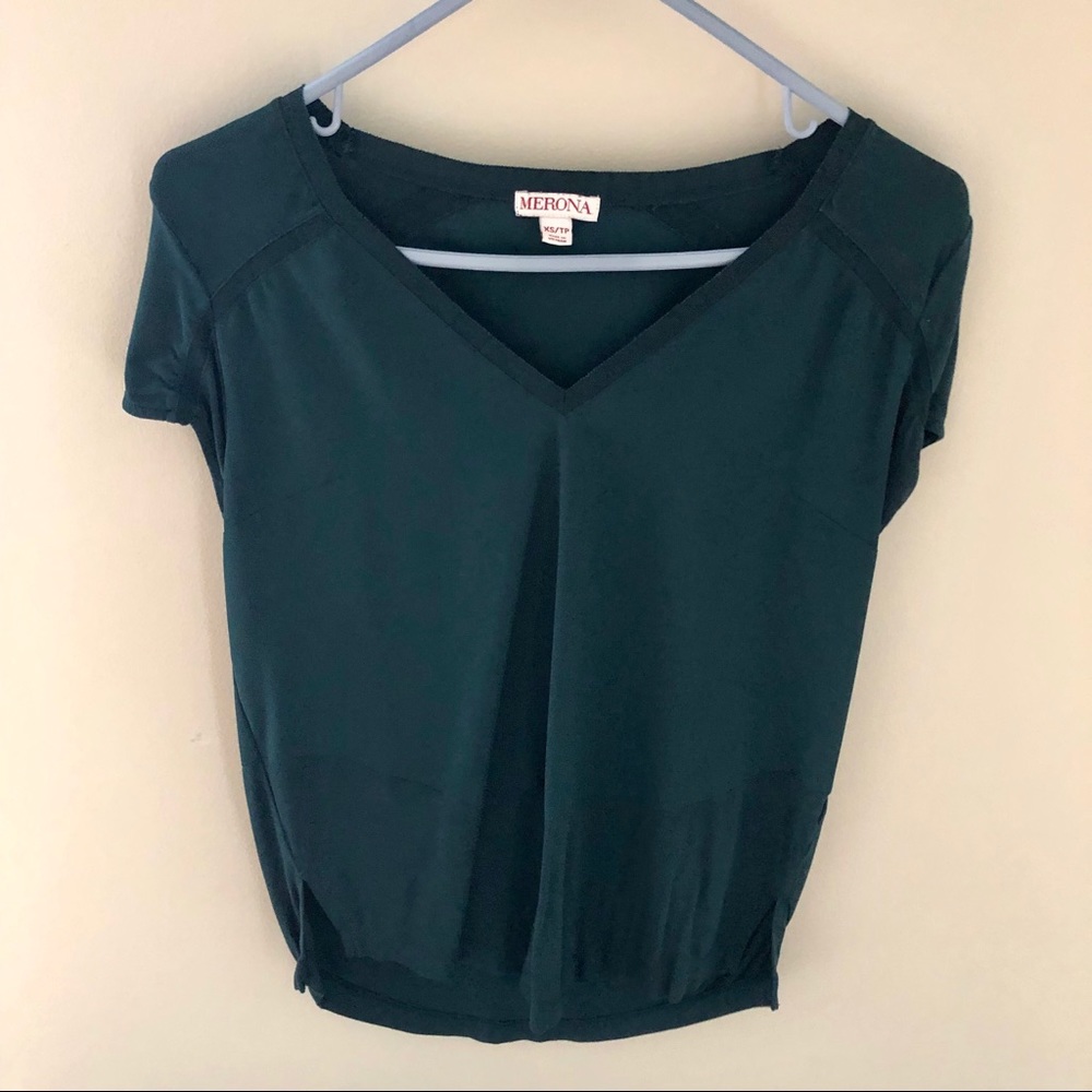 Short sleeve mixed media top